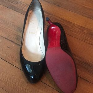 Christian Louboutin Black Patent Round Toe Pumps